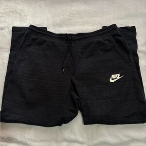 Vintage Nike Track Pants Mens 2XL Black Tapered Zipper Pockets Swoosh